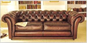 Chesterfield Leather Sofa Set with Italian Leather Sofa