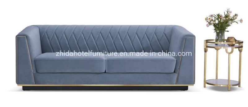 Luxury Living Room Leather Fabric Sofa for Modern Hotel Lobby