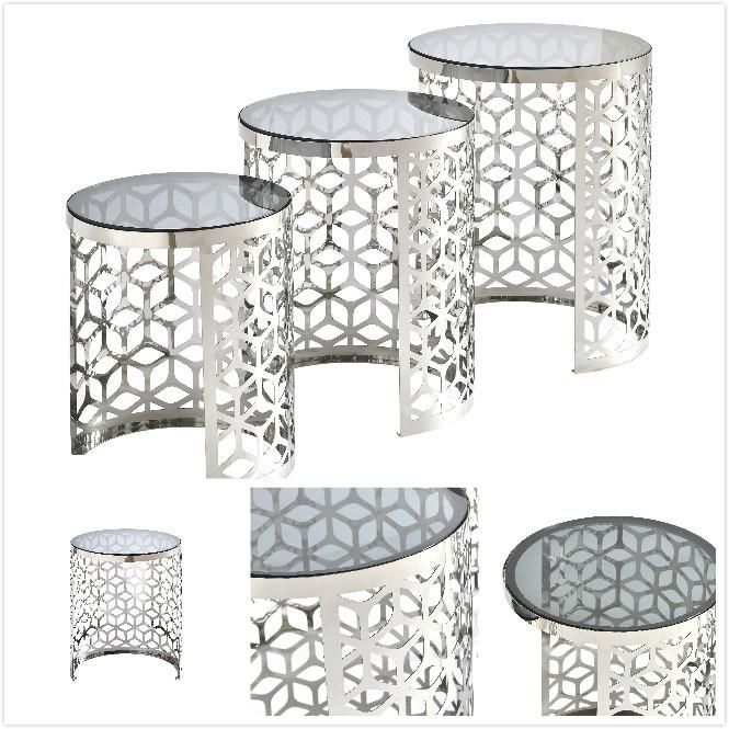 Laser Flower Styles Side Table Stainless Steel Sheet