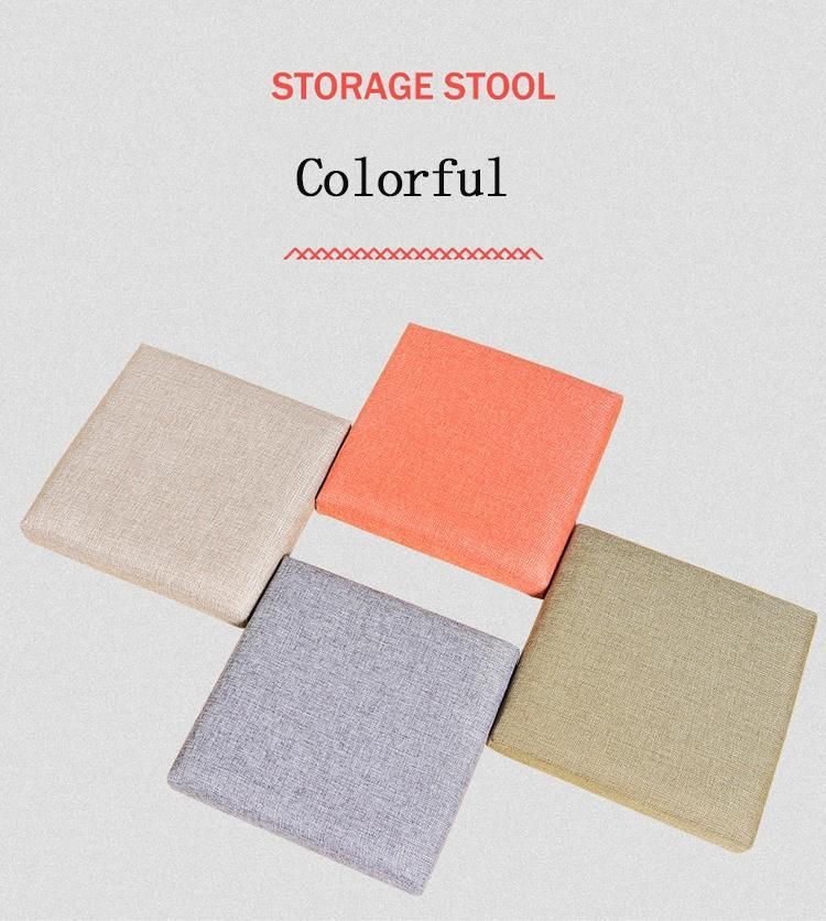 38*38*38cm Nordic Style Living Room Shoe Changing Stool Linen Folding Storage Stool Finishing Storage Box Strong Storage Box Stool