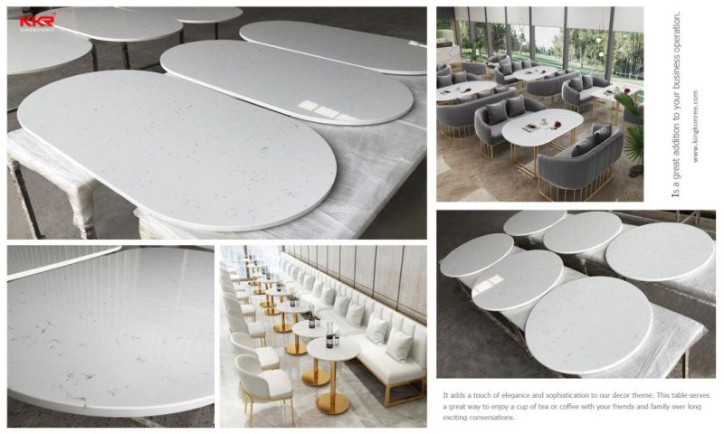 High End Restaurant Furniture Dining Tables Solid Surface Stone Glossy Tables