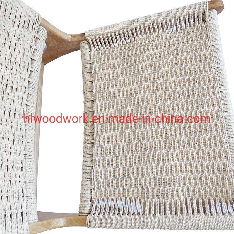 Saddle Chair Ash Wood Frame Natural Color with Woven Fabric Rope Without Arm Leisure Chair Garden Chair Leisure Chair