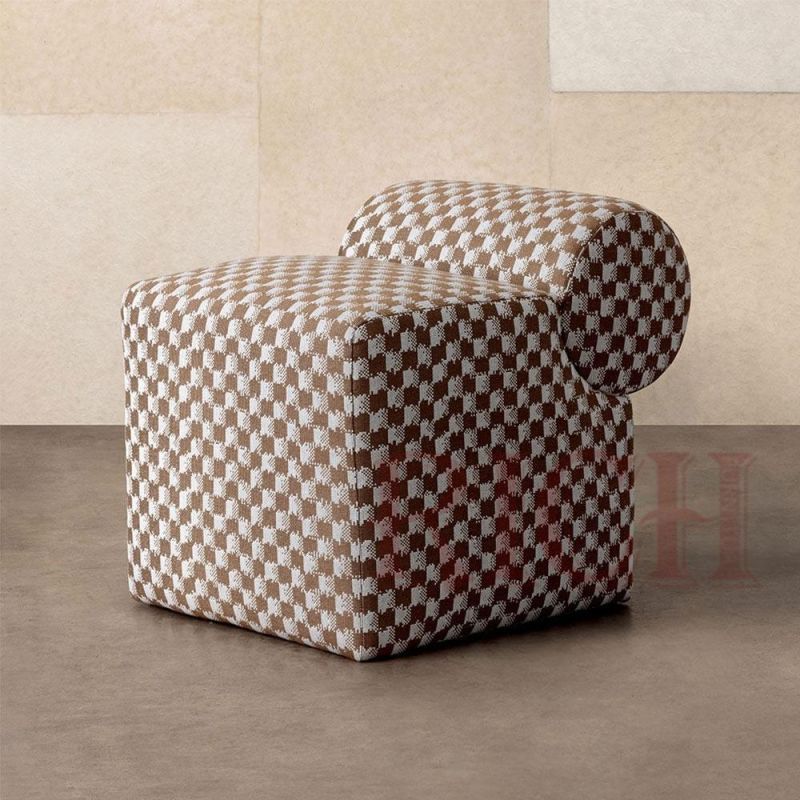 Living Room Low Back Houndstooth Fabric Shoe Stool