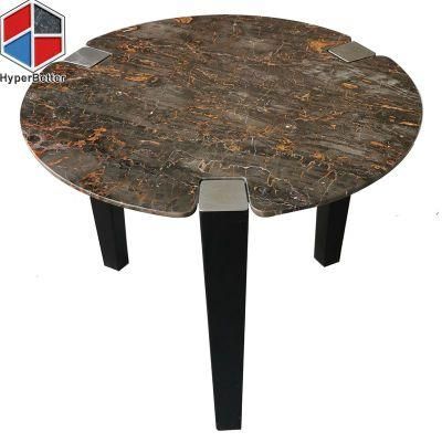 Wholesale Round Brown Marble Side Tables for Living Room Modern Wooden Look Legs