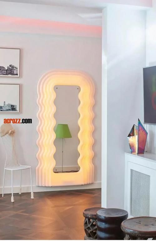 Hot Poltronova Ultrafragola Mirror New Modern Design LED Change Color Mirror Colorful Full-Body Dressing Wall Mirror