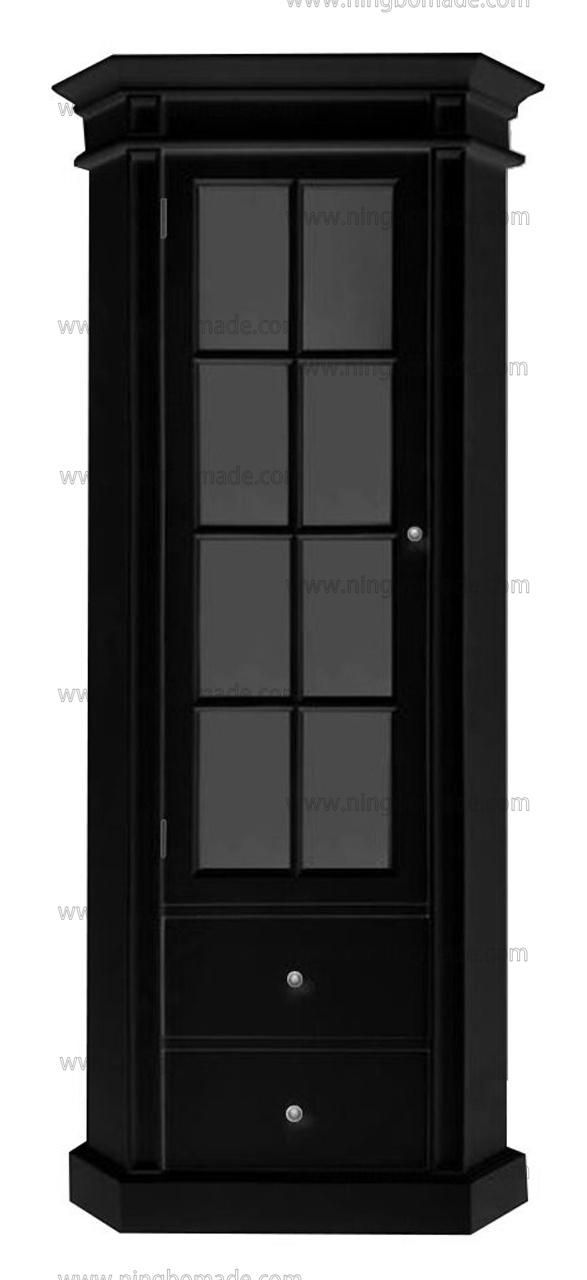 Traditional Classic Provincial Furniture Black Solid Wood Corner Cabinet