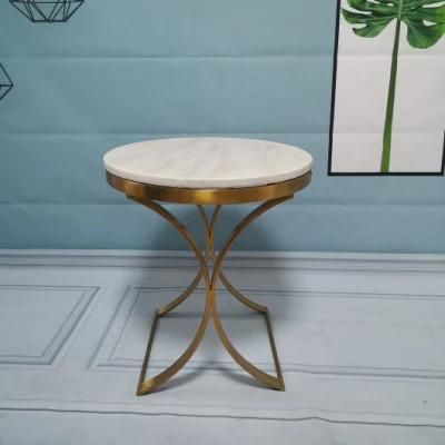 High Quality Living Room Furniture Set Metal Frame Marble Top Side Table