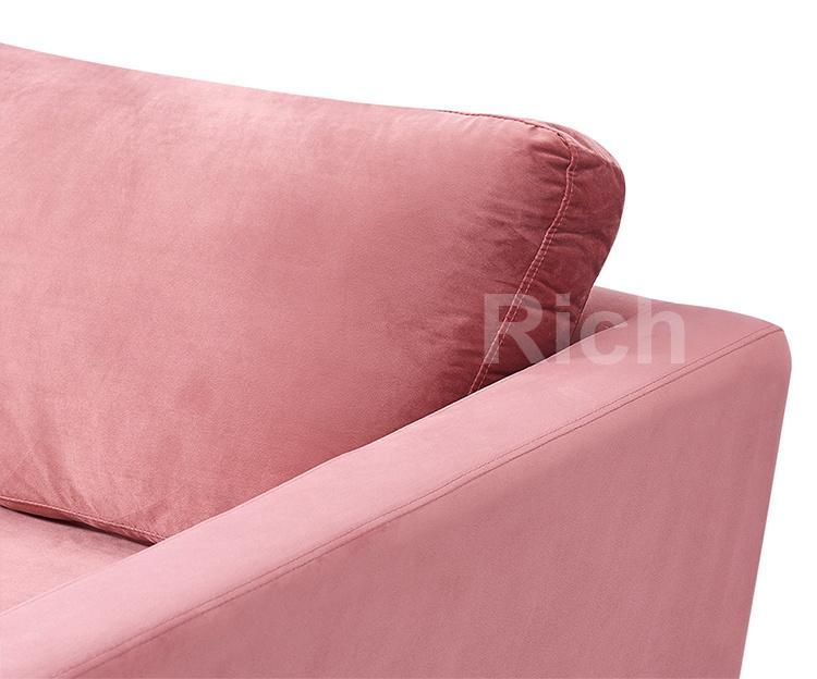 Modern Living Room Furniture Set Pink Fabric One Seater Couch