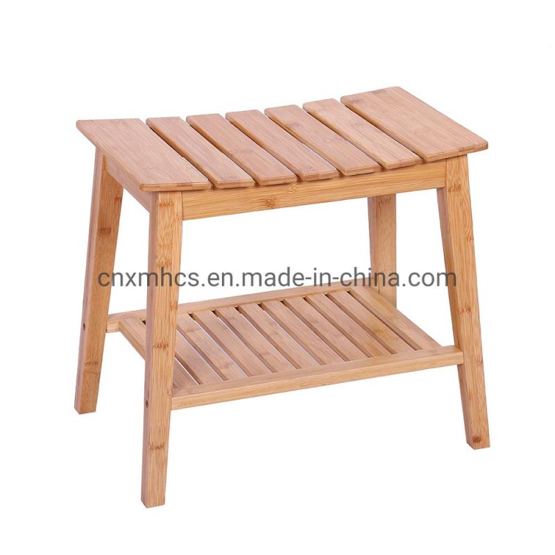 Amazon Hot Bamboo Bathroom Bench Seat with Chair Wooden SPA Bath Stool Chair with Storage