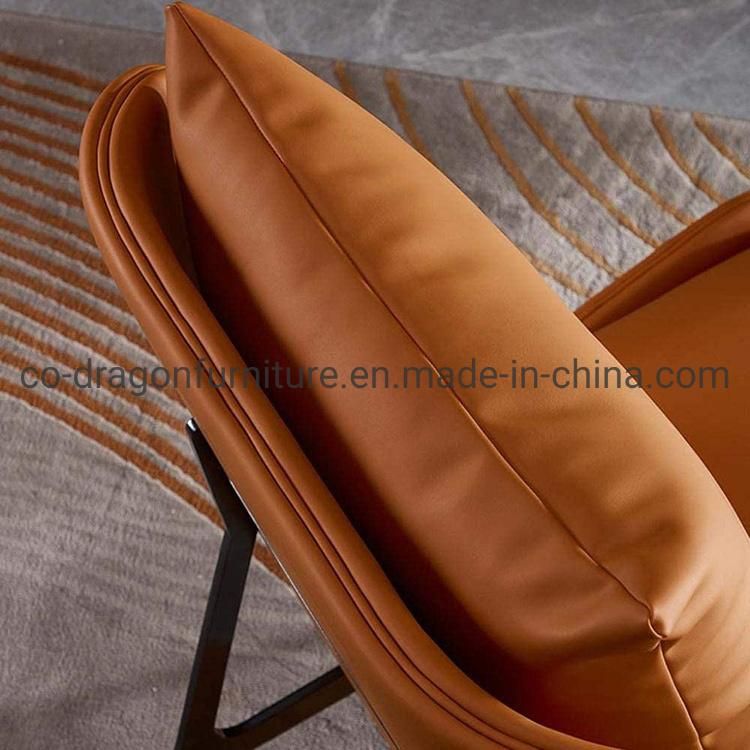 Modern Leather Leisure Chair with Metal Legs for Home Furniture