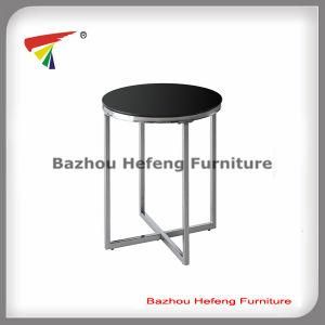 Round Glass Corner Table Side Table with Chrome Legs (C036)