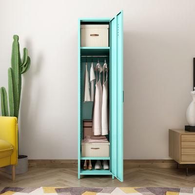 Colorful Clothing Cupboard Single-Door Storage Cabinet Household Metal Bedroom Furniture Wardrobe