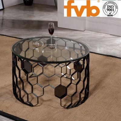 Factroy Design 2019 New Round Glass Top Stainless Steel Wire Coffee Table