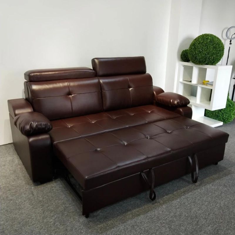 Two Seat Adjustable Back Leather Office Sofa Bed Foldable