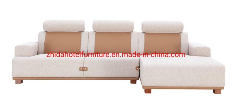 Modern Fabric Home Furniture Leather Wooden Living Room Sofa