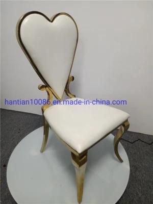 Gold Heart Design Stainless Steel Wedding Chair for Banquet Event Living Room