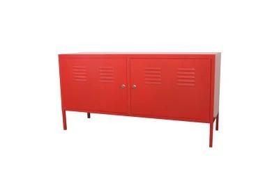 Metal TV Stand Cabinet Metal Colorful TV Storage 2 Door Red Cabinet Modern