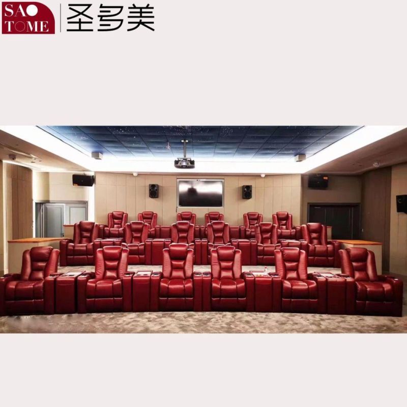 Modern Private Cinema Leather Double Armrest Unit Retractable Functional Sofa