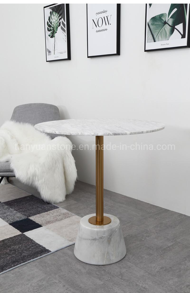 White Marble End Table Living Room Side Table