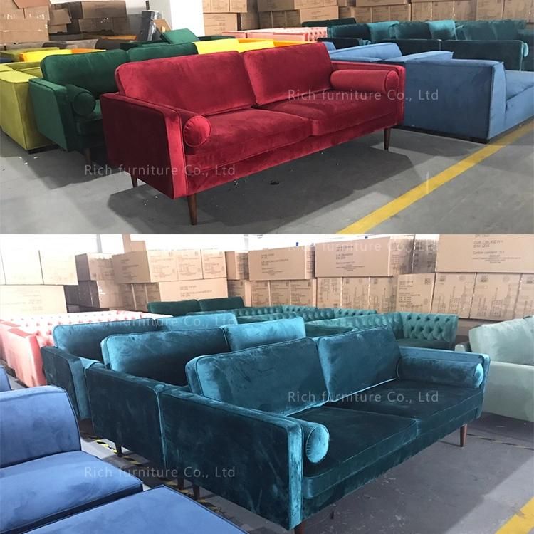 Modern Lounge Furniture Hotel Living Room Fabric Velvet Sofa Loveseat