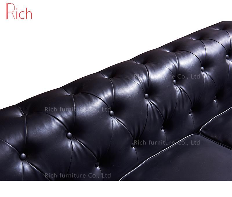 Popular Modern Classic Design Old Style Vintage Leather Chesterfield Sectional Sofa