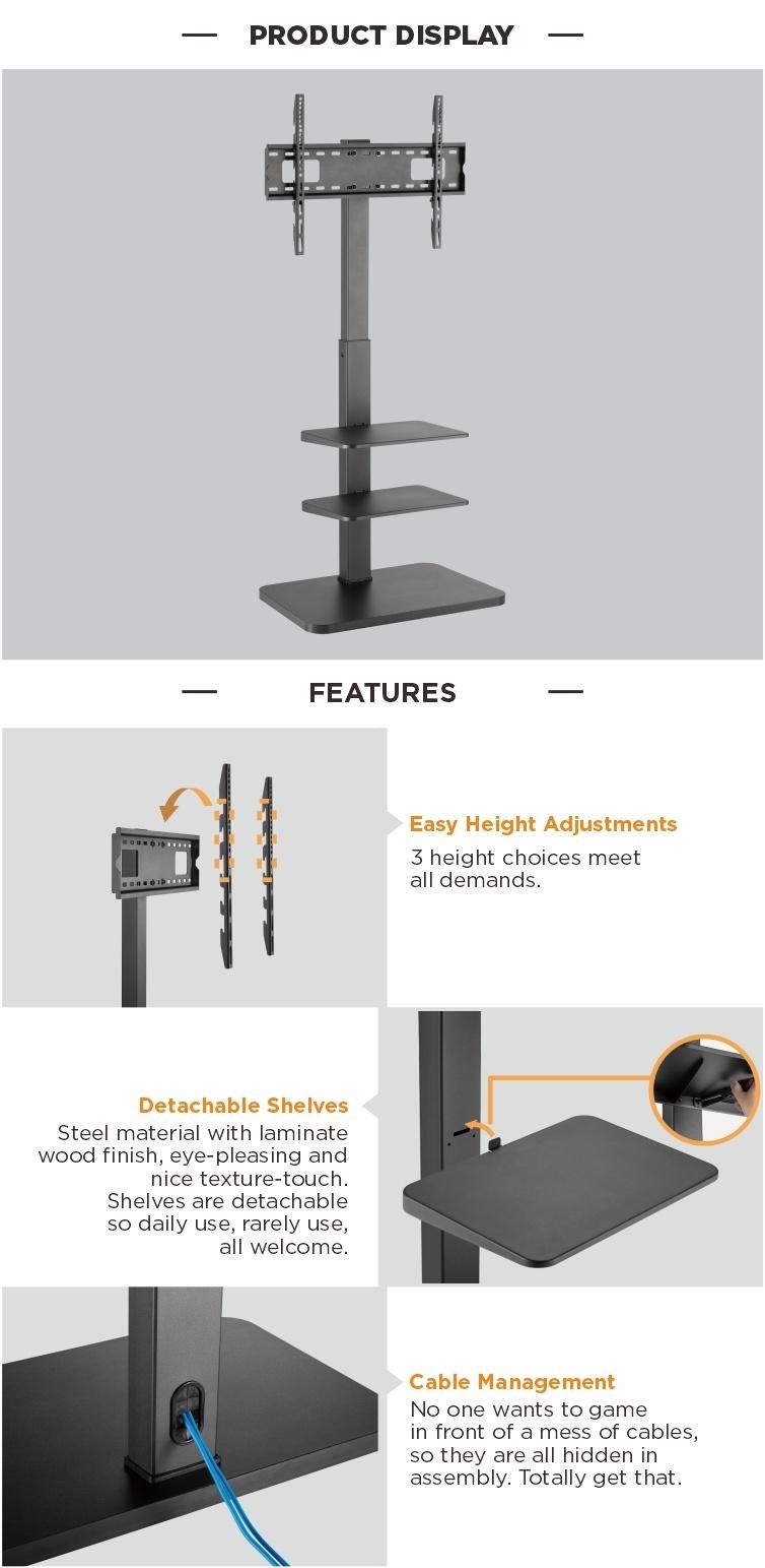 Living Room Furniture TV Floor Stand with Double Shelves