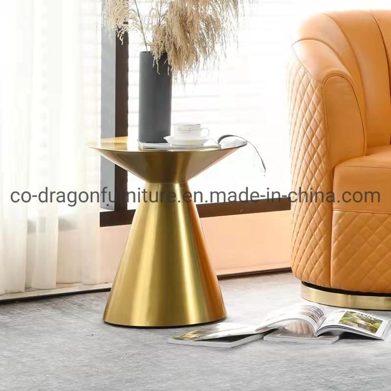 Luxury Home Furniture Gold Steel Side Table with Finger Printing