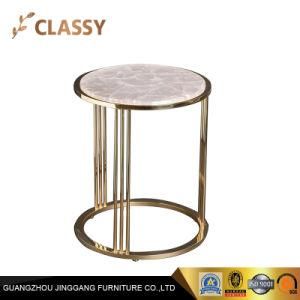 Coffee Table Sidetable with Golden Metal Base