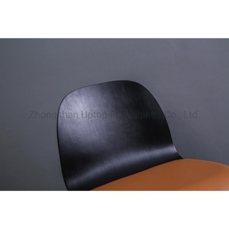 (SP-LC209) Comfortable Simple Design Metal Frame Custom Cushion Black Plywood Chair