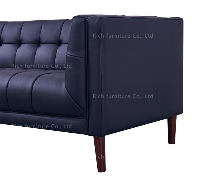 Cheap Contemporary Foshan Home Furniture Leather Upholstery Blue Couch Modern Sofa Set