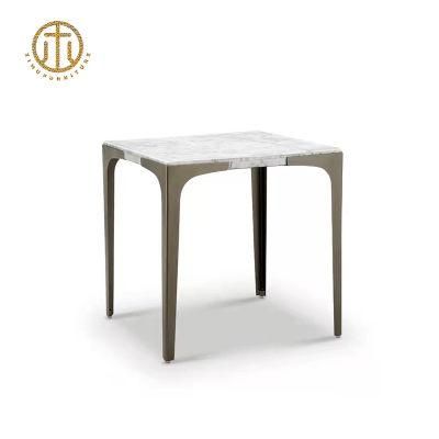 Marble Simple Modern Metal Frame Square Small Side Table