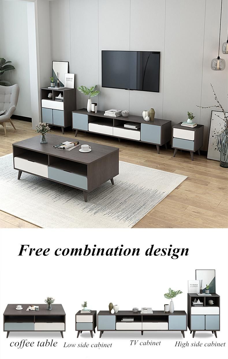 Modern Luxury Living Room Glass TV Wall Mount Unit Marble Coffee Tea Table Home Furniture Wooden Cabinet TV Stand Coffee Table for Living Room Decoration