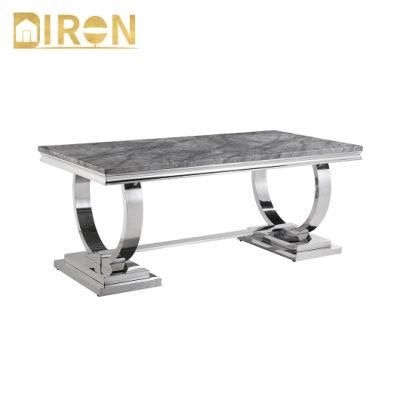 China Home Furniture Factory New Fashion Design Diningroom Livingroom Stainless Steel Marble Coffee Table