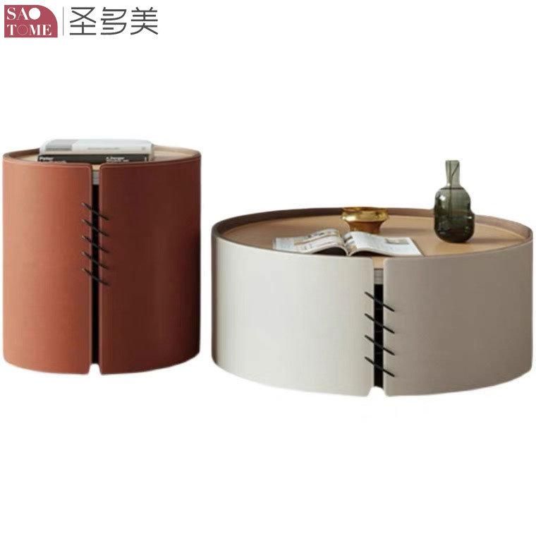 New Style Home Furniture PU Leather Living Room Side Table Bedroom Table Melamine Laminated Tea Table