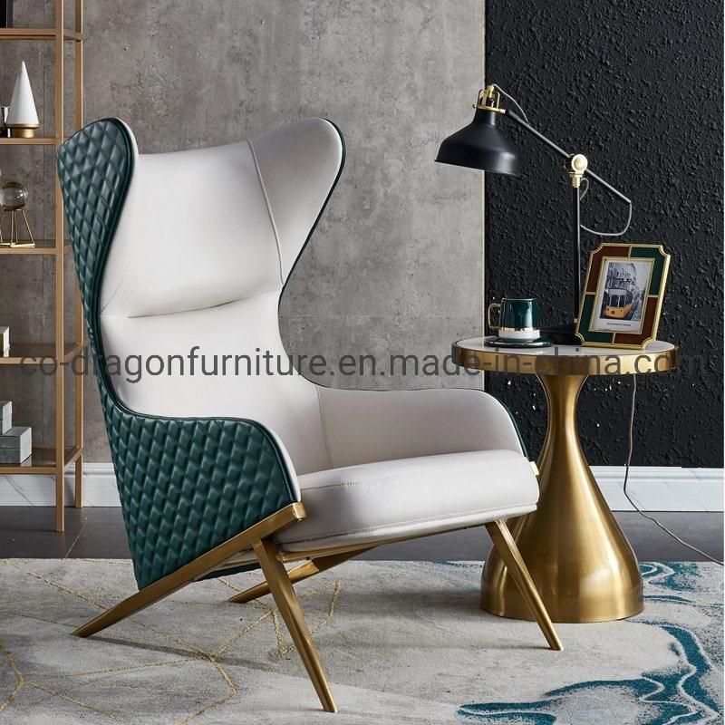 Luxury Home Furniture Metal Legs Leather High Back Leisure Chair