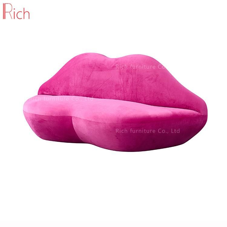 Unique Home Furniture Hot Sex Design Bocca Lounge Couch Living Room Leisure Fabric Red Genuine Leather Lip Sofa Event Hotel Couch