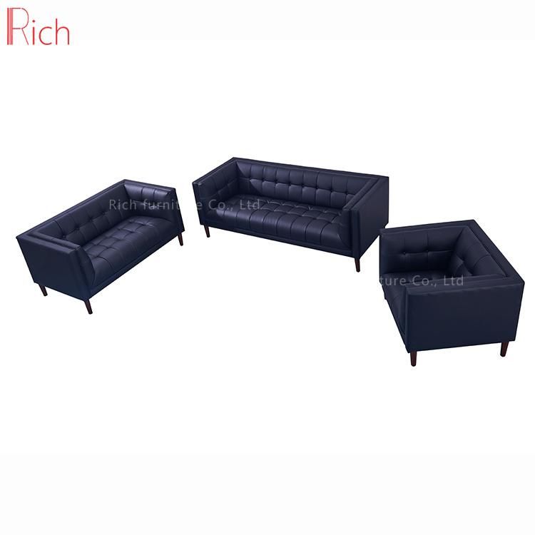 Cheap Contemporary Foshan Home Furniture Leather Upholstery Blue Couch Modern Sofa Set