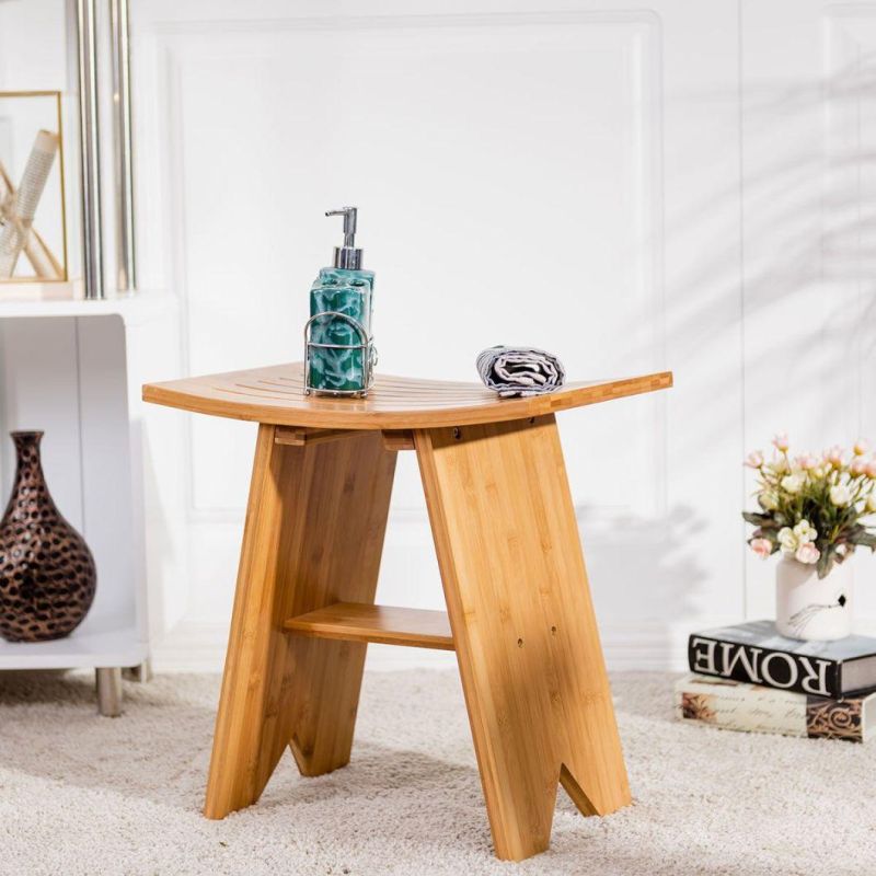 Bamboo Wooden Bathroom Vanity Stool