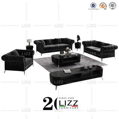 Latest Contemporary Living Room Sectional Velvet/Linen Fabric Sofa Furniture