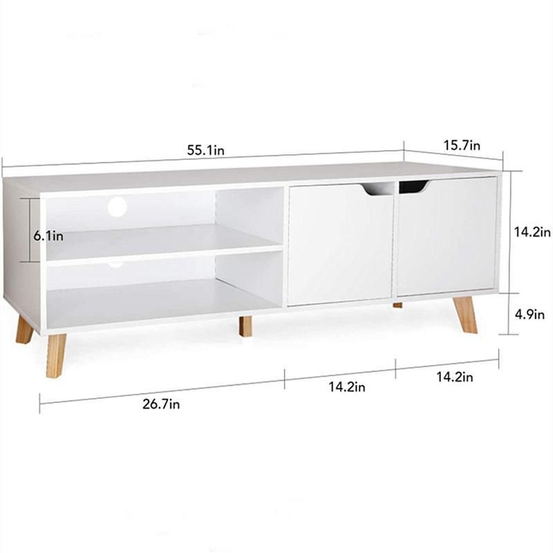 TV Cabinet for up to 50” Fashion Design TV Stand and Media Console 2 Shelves for Living Room Bedroom Simple White 0498