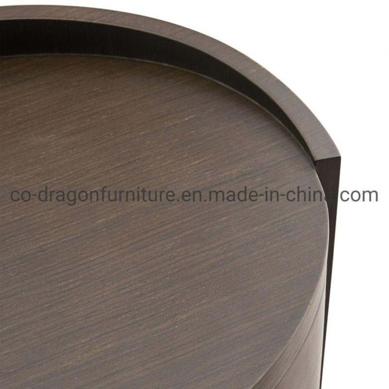 Wooden Round Side Table with Marble Top for Home Furniture