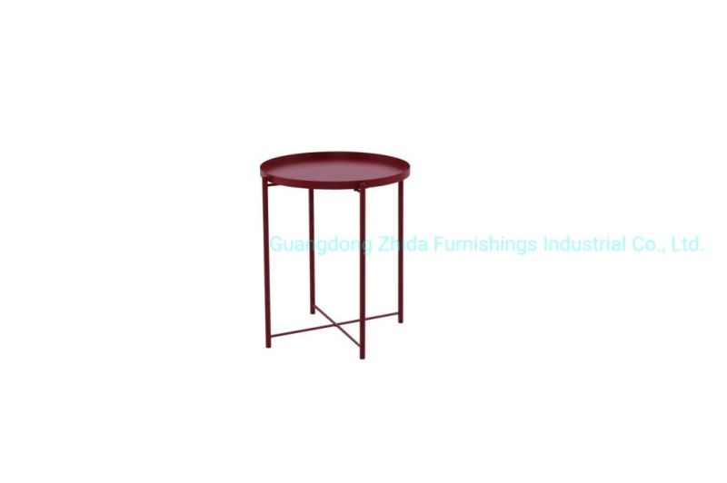 Foshan Wholesale Manufacturer Zhida Home Furniture Living Room Sofa Side Table Metal Small Round Side Table for Sale