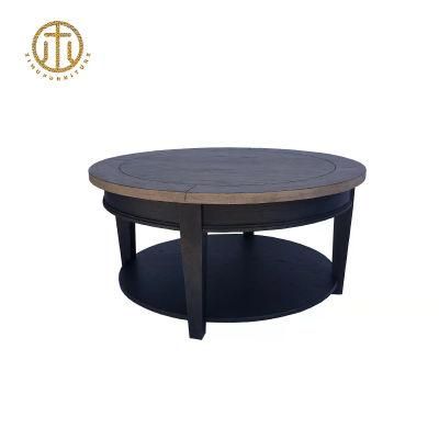 Pine Round Brown Multifunction Customizable Coffee Table