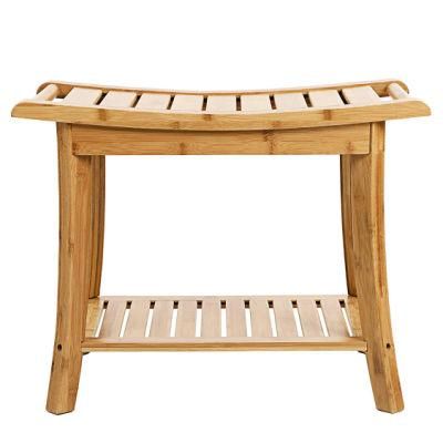 Bamboo Wooden Bathroom Storage Vanity Shower Bench