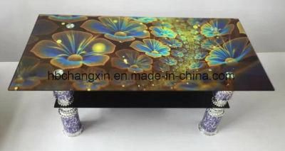 Modern Beautiful Flower Glass Coffee Table