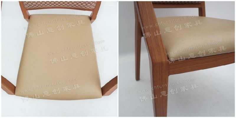 Modern Minimalist Home Bedroom Computer Study Lattice Backrest Wood Grain Office Armrest Chair