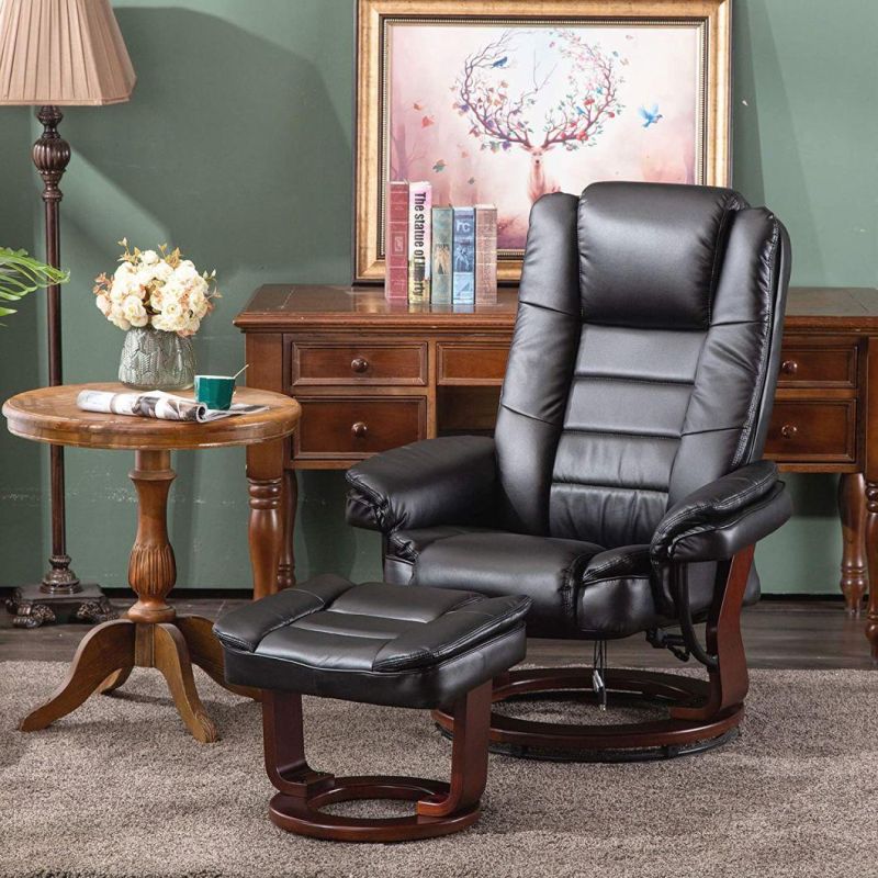 Jky Furniture Modern Design Leather Leisure Chair with Ottoman and 8 Points Vibration Massage Functions (2 In Ottoman 6 In Chair)