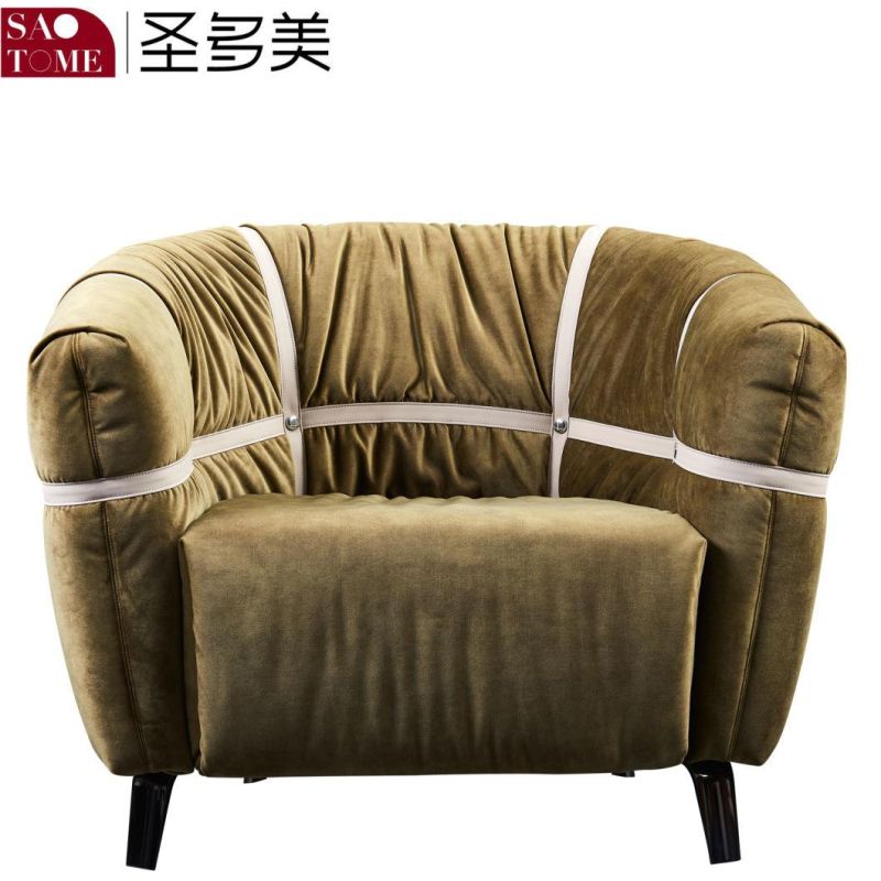 Comfortable Lazy Sofa Hotel Living Room Brown Leather Leisure Chair