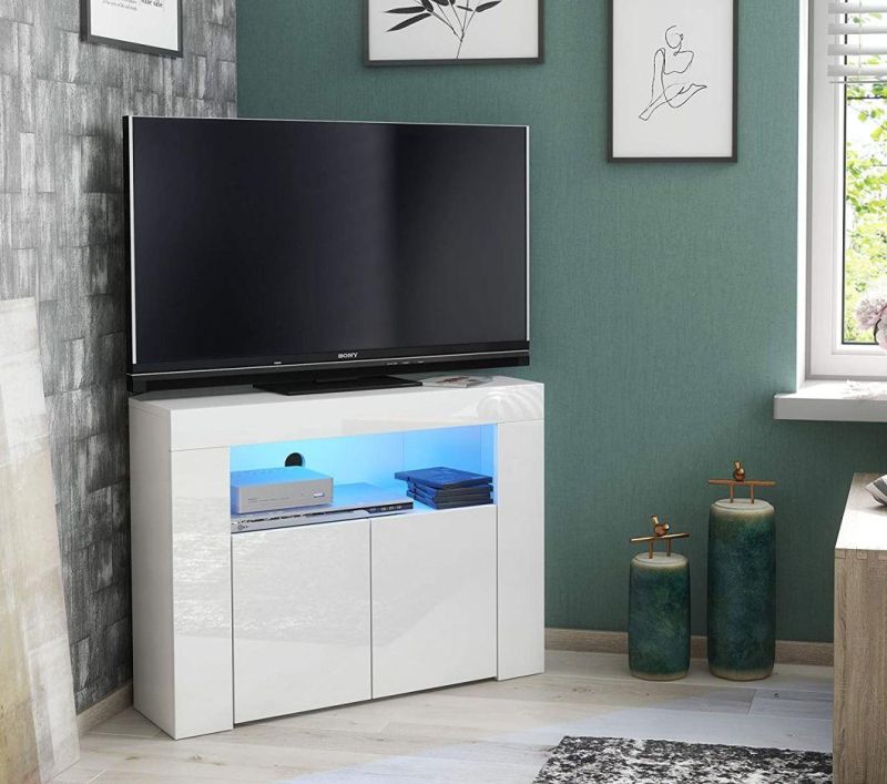 White TV Stand Furniture Modern TV Stand Two Drawers TV Stand