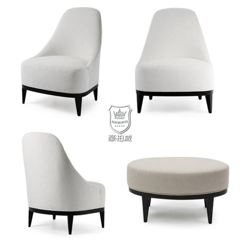 Stylish Hotel Sofa Chair with Oval Footstool